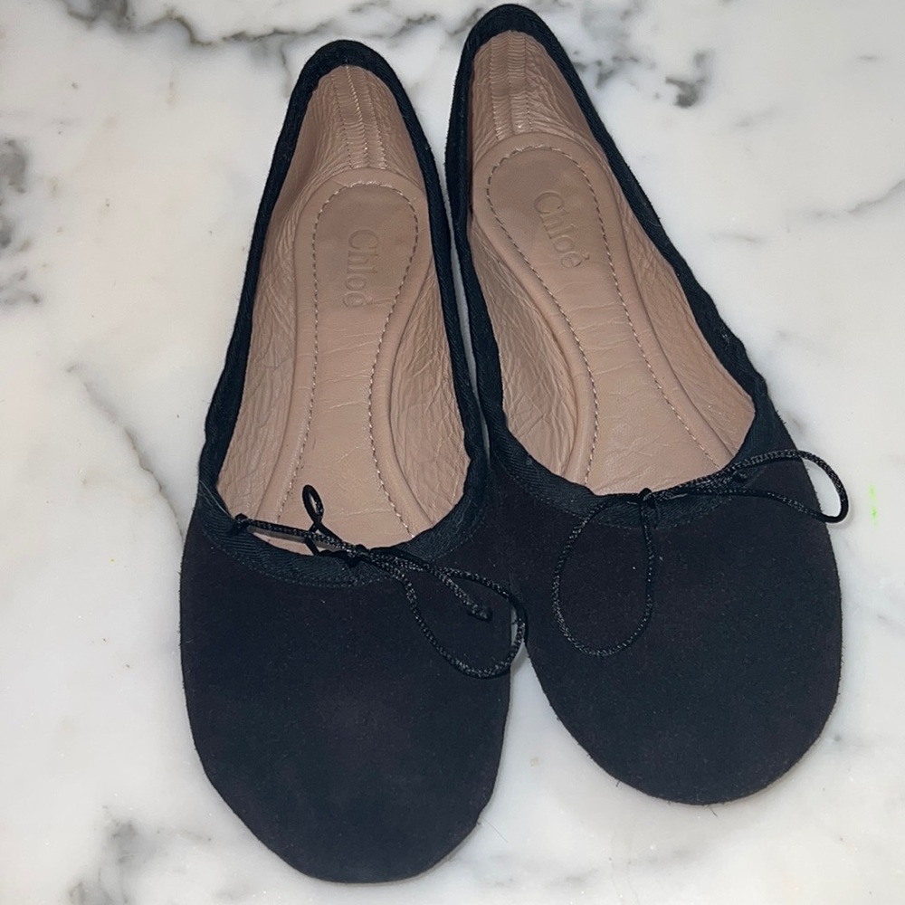 Chloe Ballet balletcore slipper flares suede black lace up 36 6 kate Moss